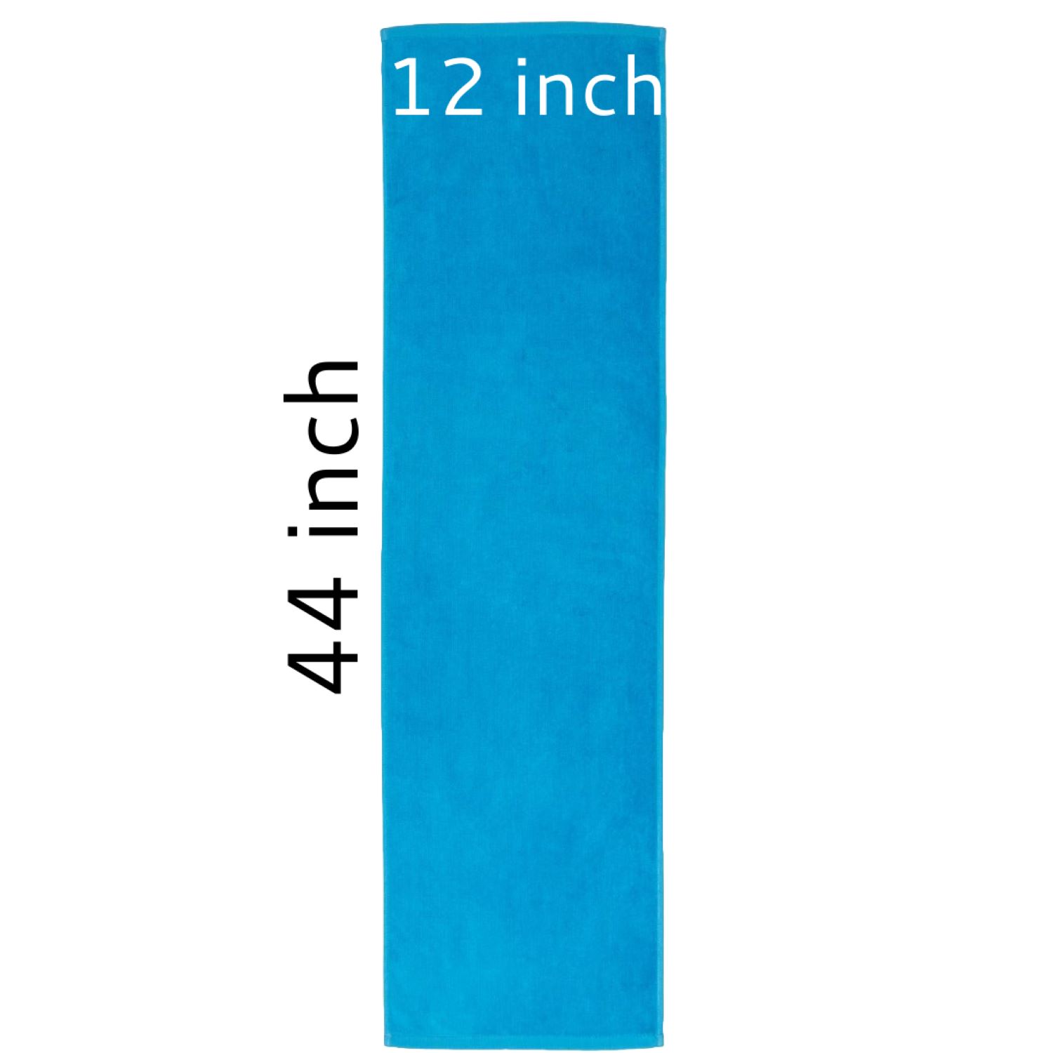 18 Pack Premium 100% Cotton Premium Terry Velour Fitness Towel for Yoga, Pilates and Gym 12 inch x 44 inch Aqua Blue view 3