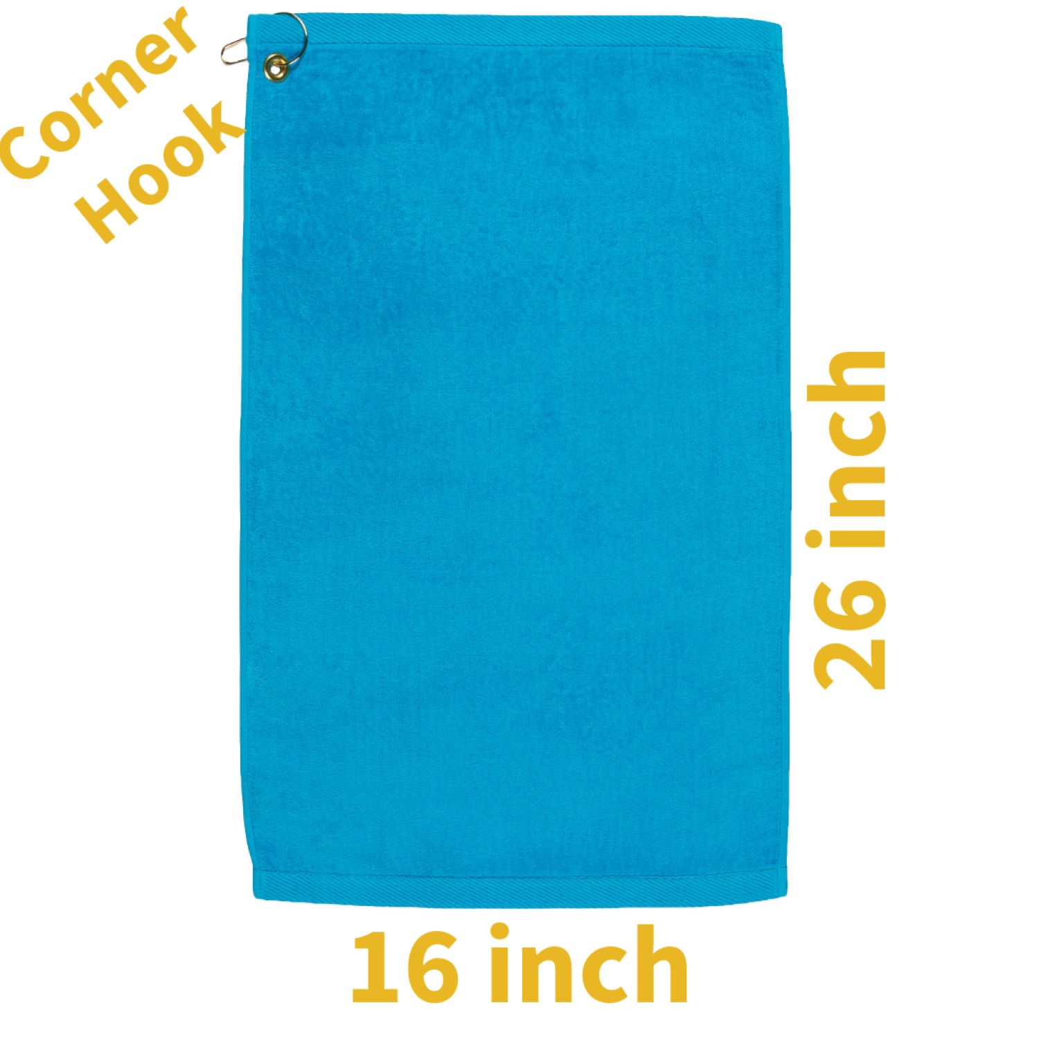 Premium 100% Cotton Terry Velour Golf Towel with Corner Hook & Grommet Placement 16 inch x 26 inch view 2